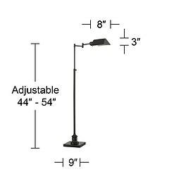 Regency Hill Jenson Adjustable Height Bronze Swing Arm Pharmacy Floor Lamp