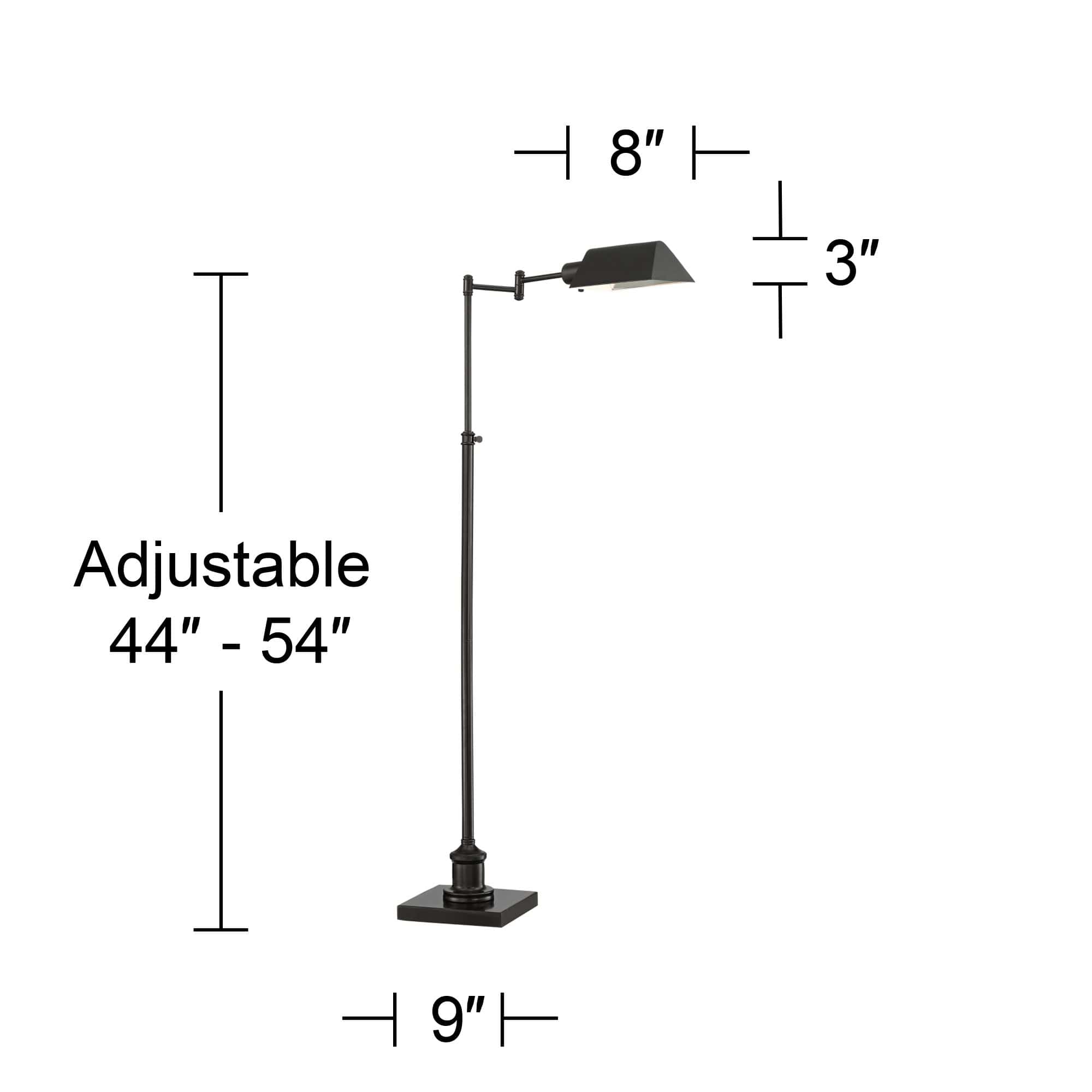 Regency Hill Jenson Adjustable Height Bronze Swing Arm Pharmacy Floor Lamp