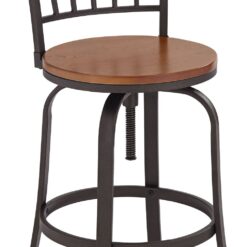 Kensington Hill Rookery Hammered Bronze and Wood Adjustable Swivel Bar Stool