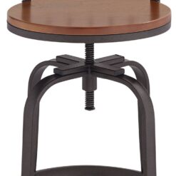 Kensington Hill Rookery Hammered Bronze and Wood Adjustable Swivel Bar Stool