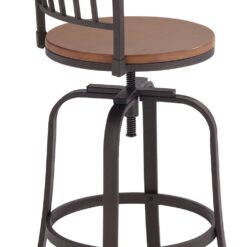 Kensington Hill Rookery Hammered Bronze and Wood Adjustable Swivel Bar Stool