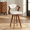 55 Downing Street Rossa 26 1/2" High Ivory Fabric and Walnut Modern Swivel Counter Stool