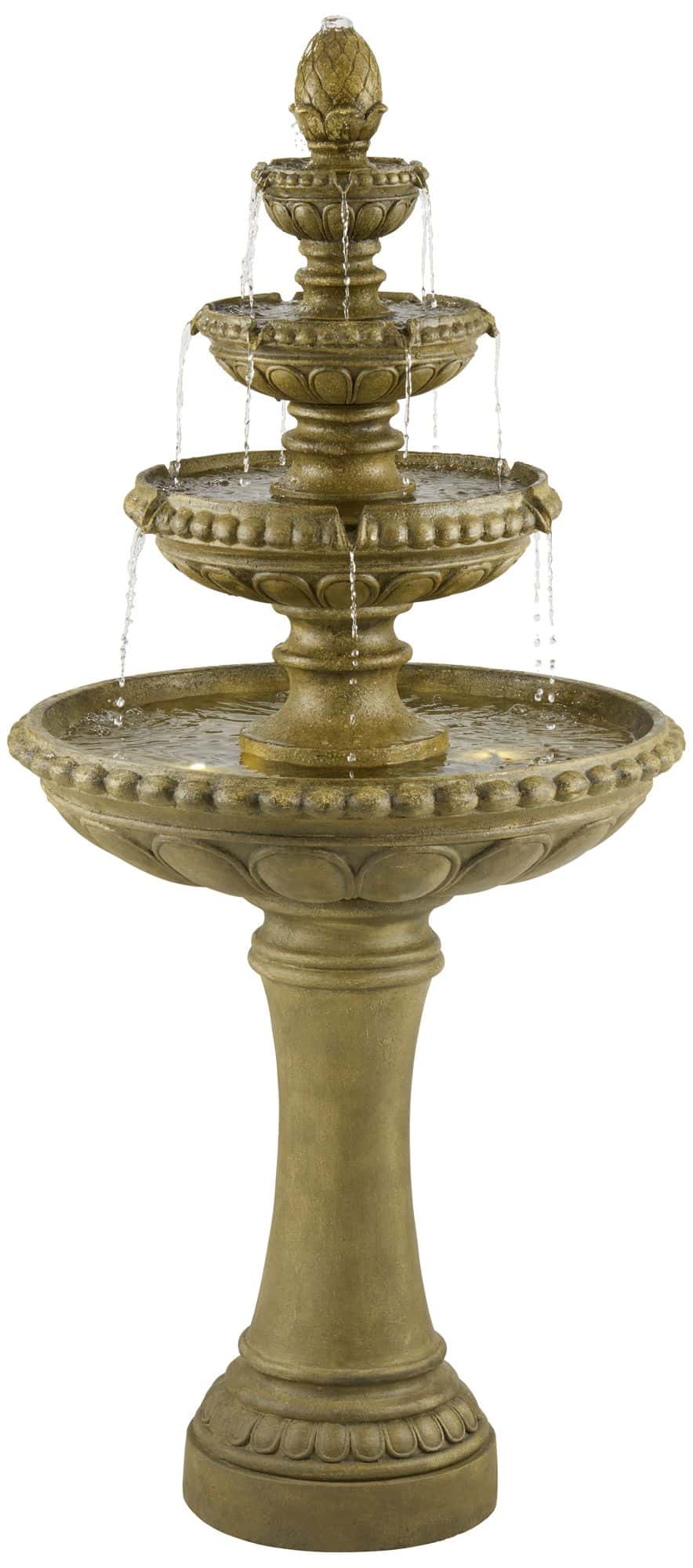 John Timberland Sag Harbor 66" High Stone 4-Tier LED Outdoor Floor Fountain