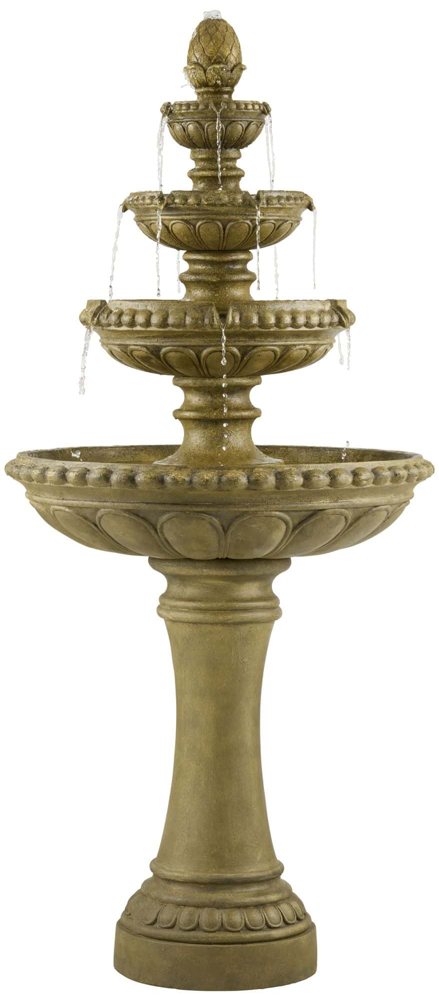John Timberland Sag Harbor 66" High Stone 4-Tier LED Outdoor Floor Fountain