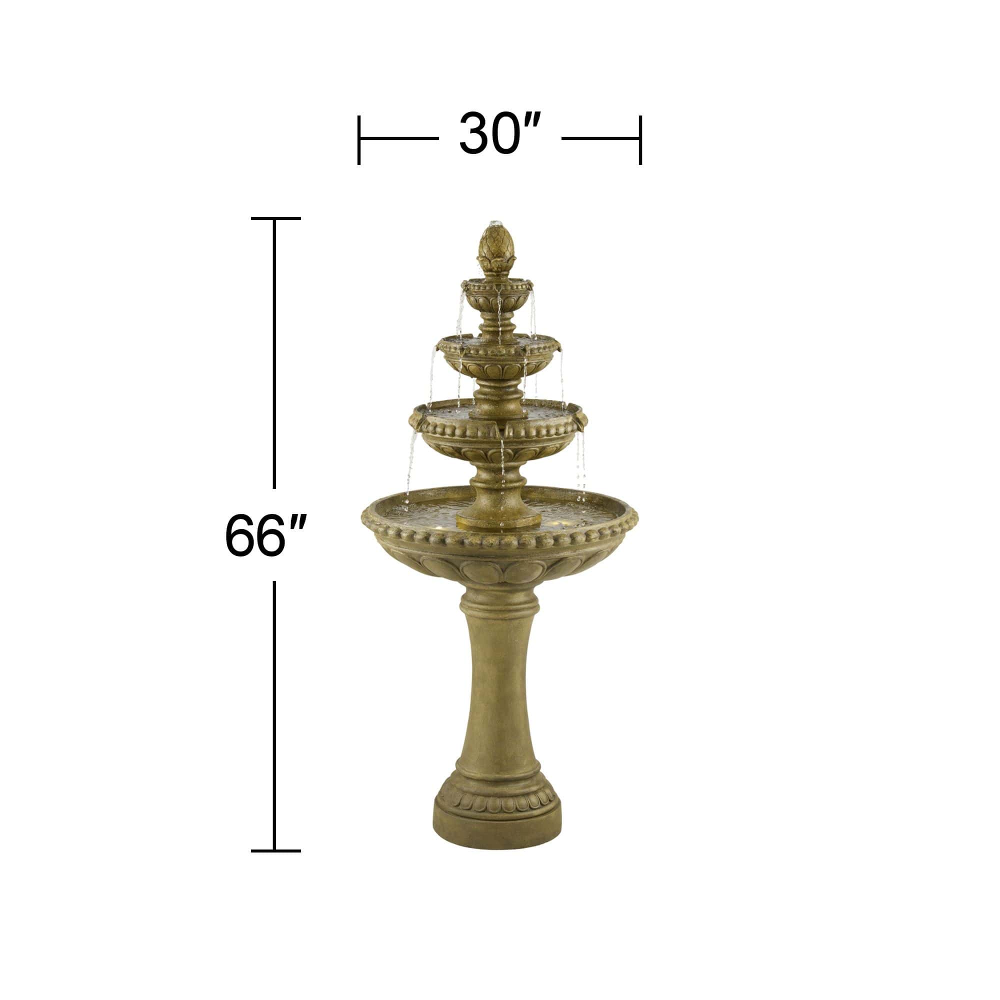 John Timberland Sag Harbor 66" High Stone 4-Tier LED Outdoor Floor Fountain