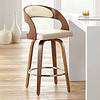 Armen Living Shelly 25 3/4" Cream Faux Leather Swivel Counter Stool