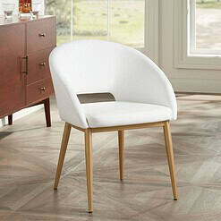 Sunpan Modern Thatcher White Faux Leather and Antique Brass Dining Chair