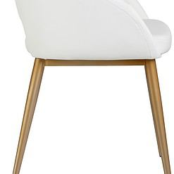 Sunpan Modern Thatcher White Faux Leather and Antique Brass Dining Chair
