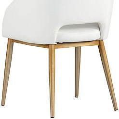 Sunpan Modern Thatcher White Faux Leather and Antique Brass Dining Chair