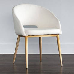 Sunpan Modern Thatcher White Faux Leather and Antique Brass Dining Chair