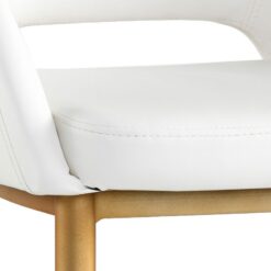 Sunpan Modern Thatcher White Faux Leather and Antique Brass Dining Chair