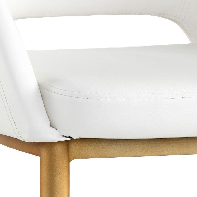 Sunpan Modern Thatcher White Faux Leather and Antique Brass Dining Chair