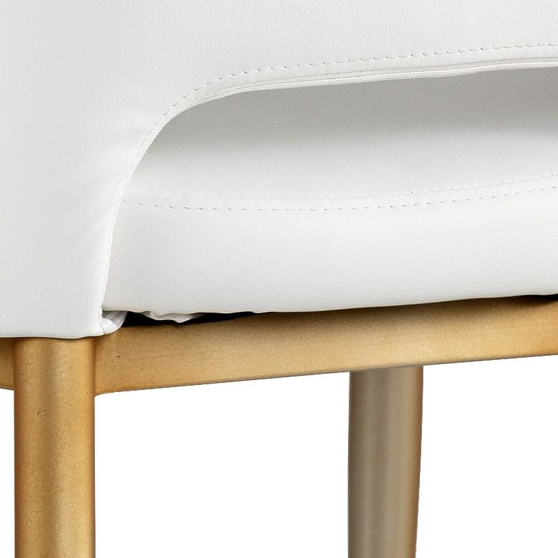 Sunpan Modern Thatcher White Faux Leather and Antique Brass Dining Chair