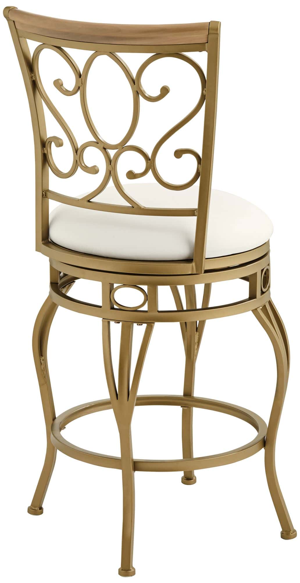 Kensington Hill Trevi 26 1/4" White and Gold Metal Scroll Back Swivel Counter Stool