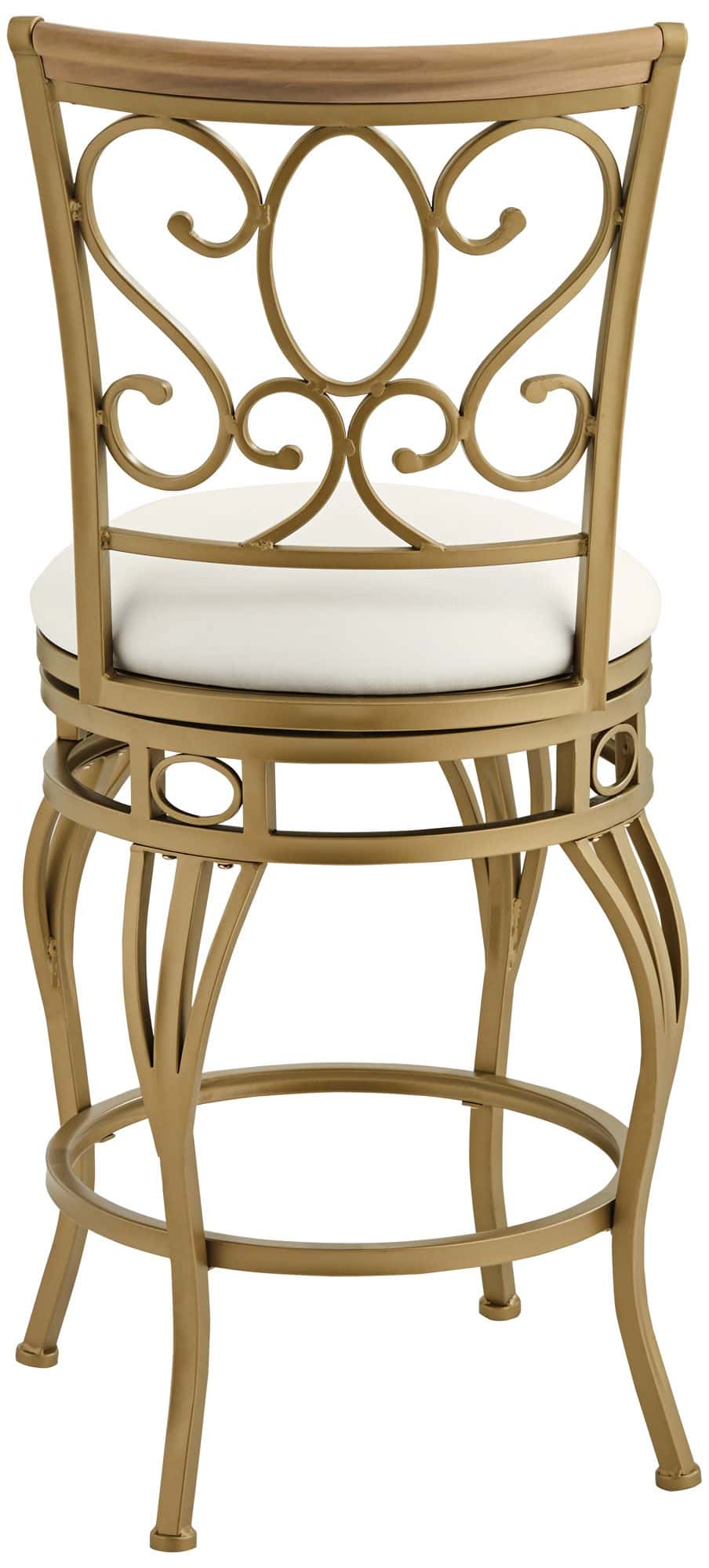 Kensington Hill Trevi 26 1/4" White and Gold Metal Scroll Back Swivel Counter Stool
