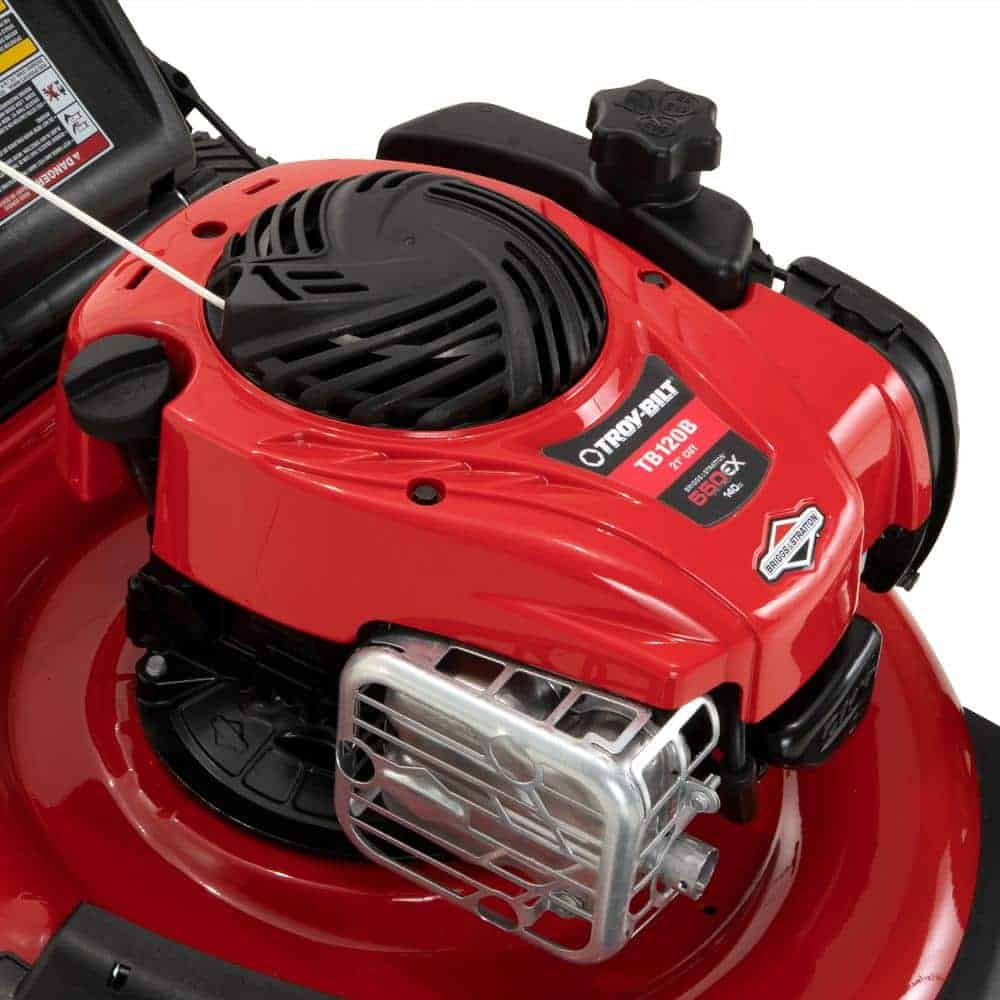 Troy-Bilt TB120B 21 in. 140 cc Briggs and Stratton Gas Walk Behind Push Mower with Rear Bag and Mulching Kit and Side Discharge Included