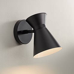 John Timberland Vance 8" High Black Finish Mid-Century Modern LED Sconce Wall Light