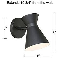 John Timberland Vance 8" High Black Finish Mid-Century Modern LED Sconce Wall Light