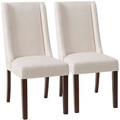Madison Park Victor Cream Fabric Wingback Dining Chairs Set of 2