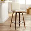 Armen Living Vienna 25 1/4" Cream and Walnut Swivel Counter Stool