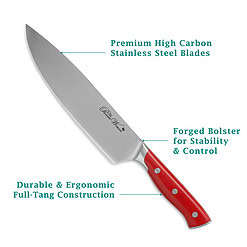 The Pioneer Woman Pioneer Signature 14-Piece Stainless Steel Knife Block Set, Red