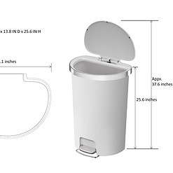 Better Homes & Gardens 14.5 Gallon Kitchen Step Trash Can, Plastic Step-On Pedal Kitchen Trash Can, White