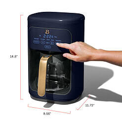 Beautiful 14-Cup Programmable Drip Coffee Maker with Touch-Activated Display, Starry Night by Drew Barrymore, Blue