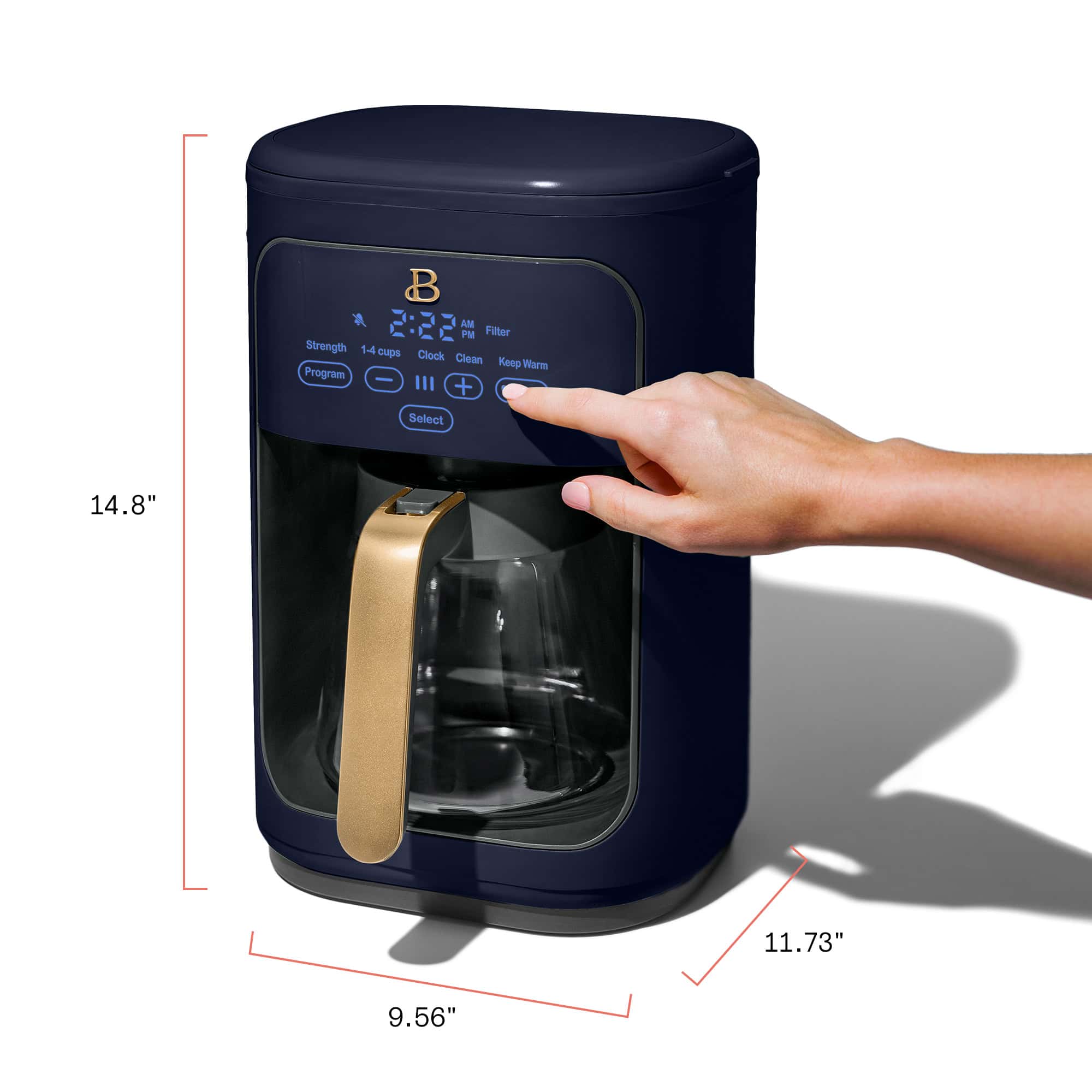 Beautiful 14-Cup Programmable Drip Coffee Maker with Touch-Activated Display, Starry Night by Drew Barrymore, Blue