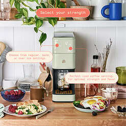 Beautiful Perfect Grind Programmable Single Serve Coffee Maker, Sage Green by Drew Barrymore