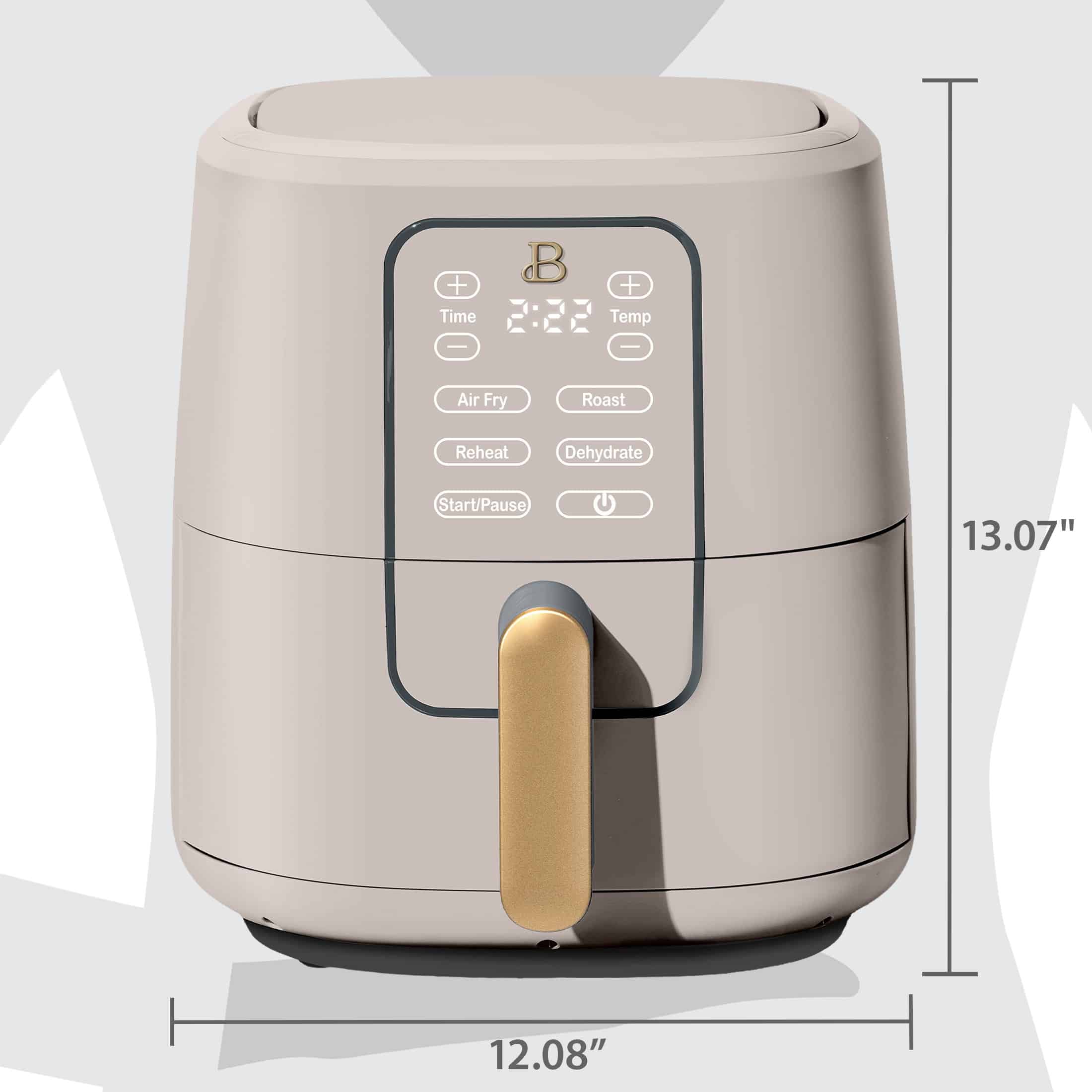 Beautiful 6 Qt Air Fryer with TurboCrisp Technology and Touch-Activated Display, Porcini Taupe by Drew Barrymore