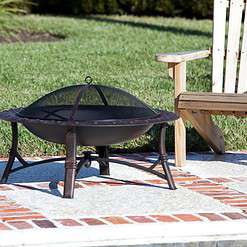 Fire Sense 35-in W Bronze Steel Wood-Burning Fire Pit