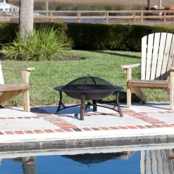 Fire Sense 35-in W Bronze Steel Wood-Burning Fire Pit