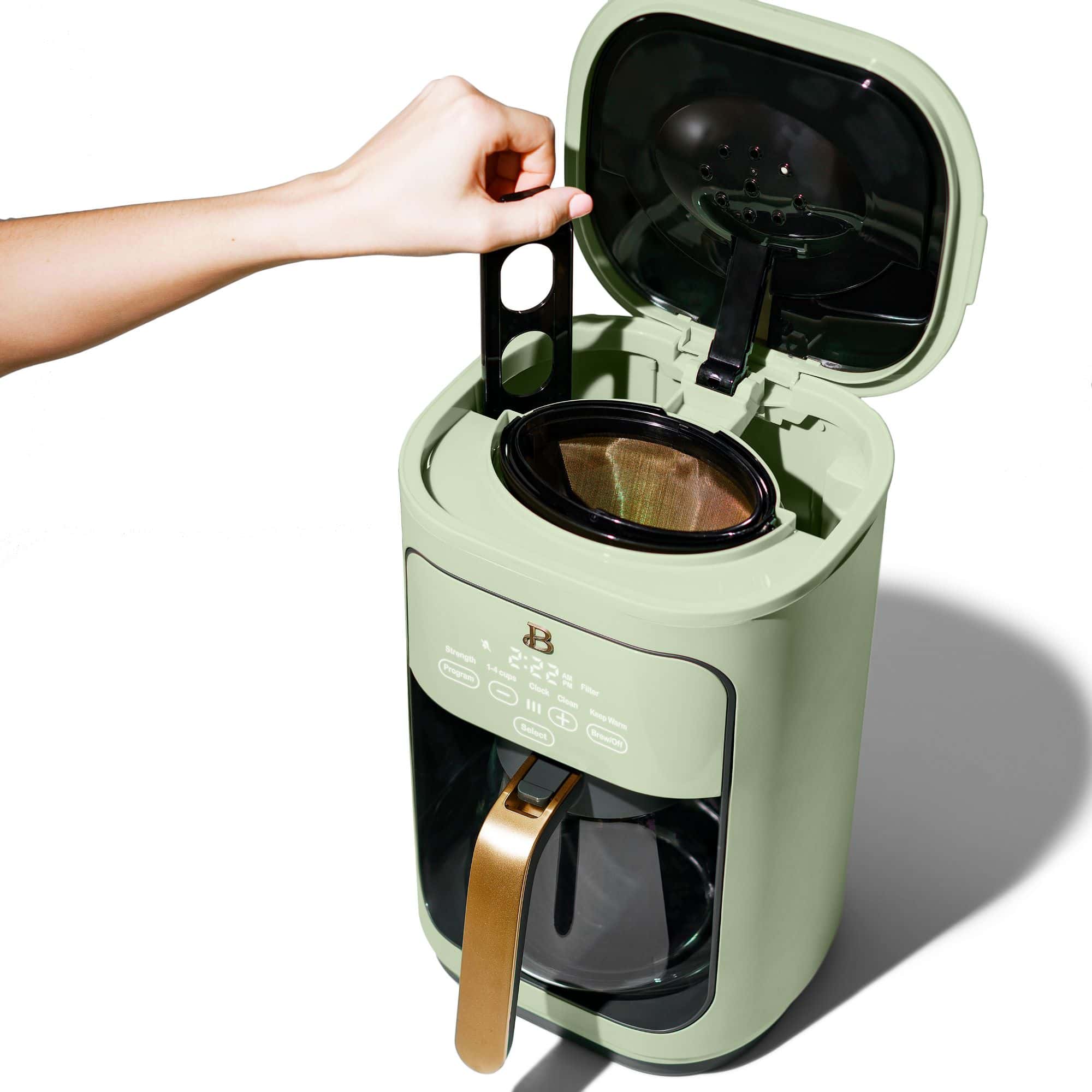 Beautiful 14-Cup Programmable Drip Coffee Maker with Touch-Activated Display, Sage Green by Drew Barrymore