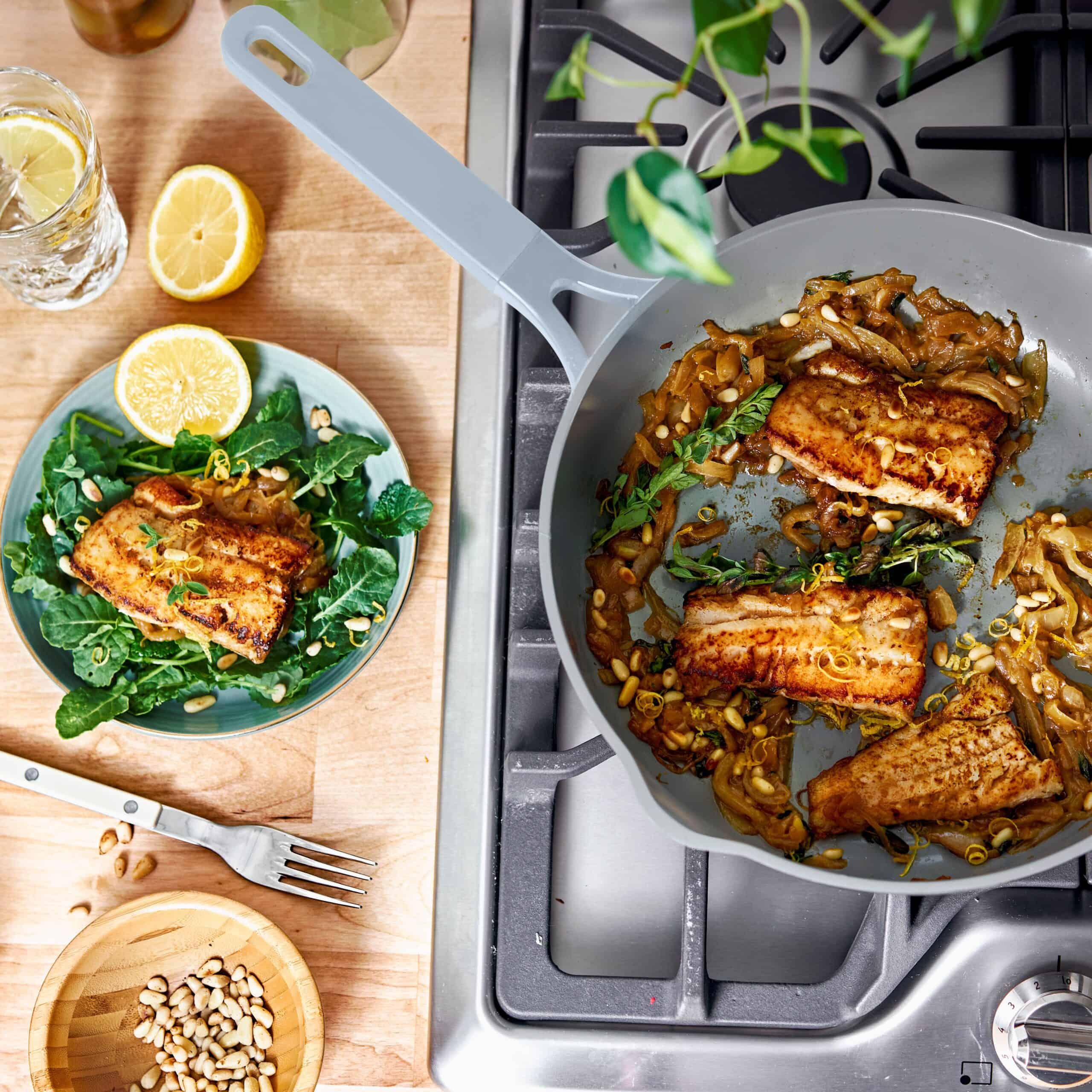Beautiful All-in-One 4 QT Hero Pan with Steam Insert, 3 Pc Set, Cornflower Blue by Drew Barrymore