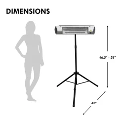 Kenmore Carbon Infrared 1500W Electric Patio Heater with Tripod and Remote, KH-7E01-SSTP, Silver