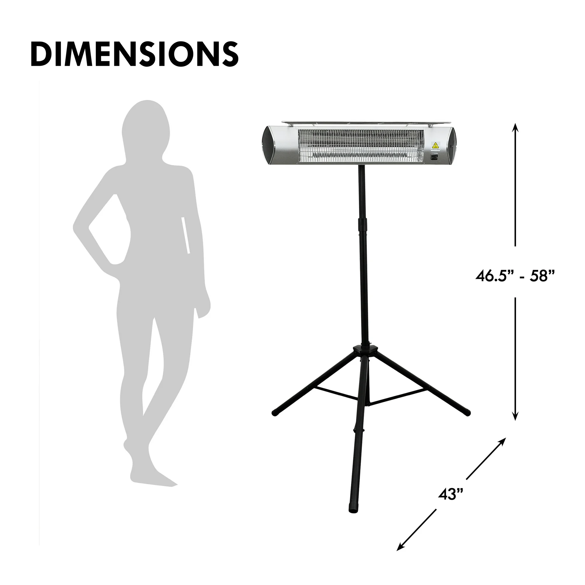 Kenmore Carbon Infrared 1500W Electric Patio Heater with Tripod and Remote, KH-7E01-SSTP, Silver