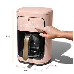 Beautiful 14-Cup Programmable Drip Coffee Maker with Touch-Activated Display, Rose by Drew Barrymore