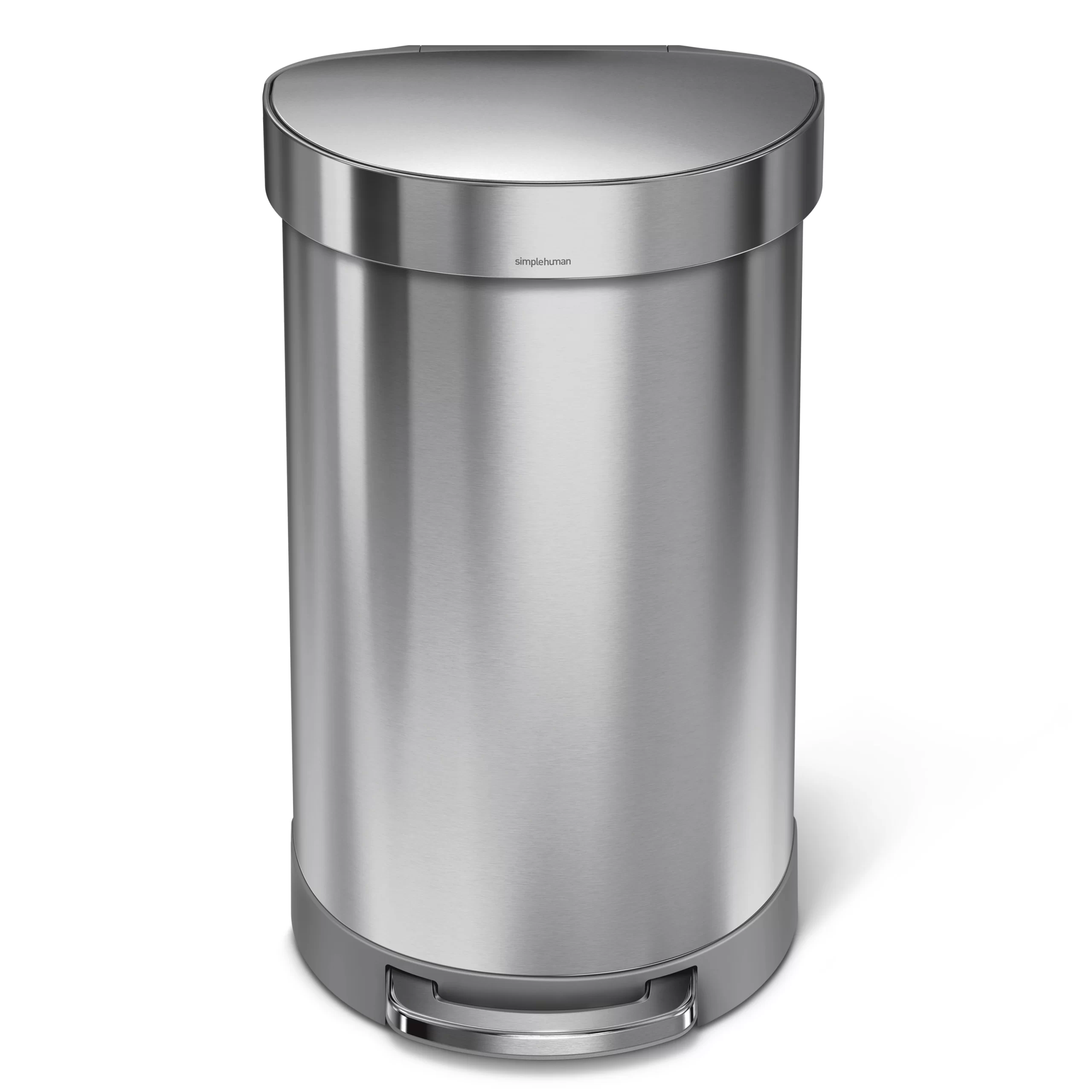 simplehuman 45-Liter Brushed Stainless Steel Indoor Kitchen Step Trash Can
