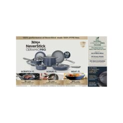 Ninja NeverStick Ceramic Pro 10-Piece Cookware Set, Blue, CW38000
