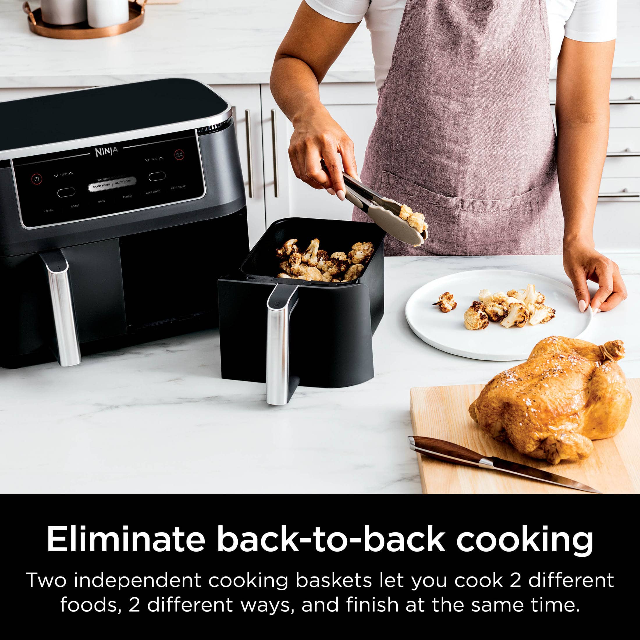 Ninja Foodi 6-in-1 - 10-Qt. 2-Basket Air Fryer with DualZone Technology- Air Fry, Roast & More