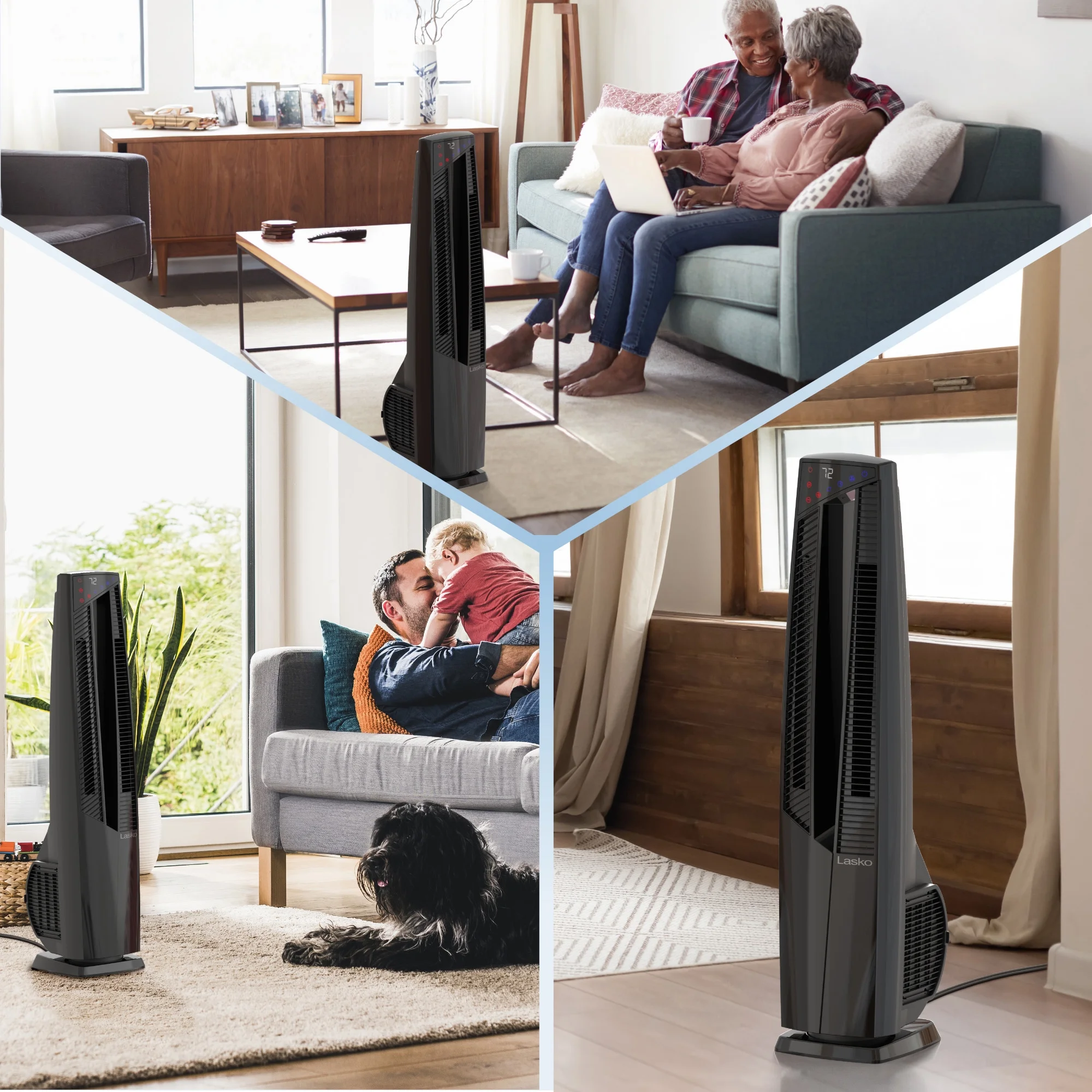 Lasko 37.5" Duo Comfort High Velocity Fan and Ceramic Space Heater with Remote, Black, FHV801, New