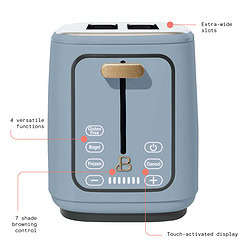 Beautiful 2 Slice Toaster with Touch-Activated Display, Cornflower Blue by Drew Barrymore