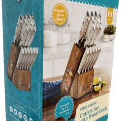 The Pioneer Woman Pioneer Signature 14-Piece Stainless Steel Knife Block Set, Floral