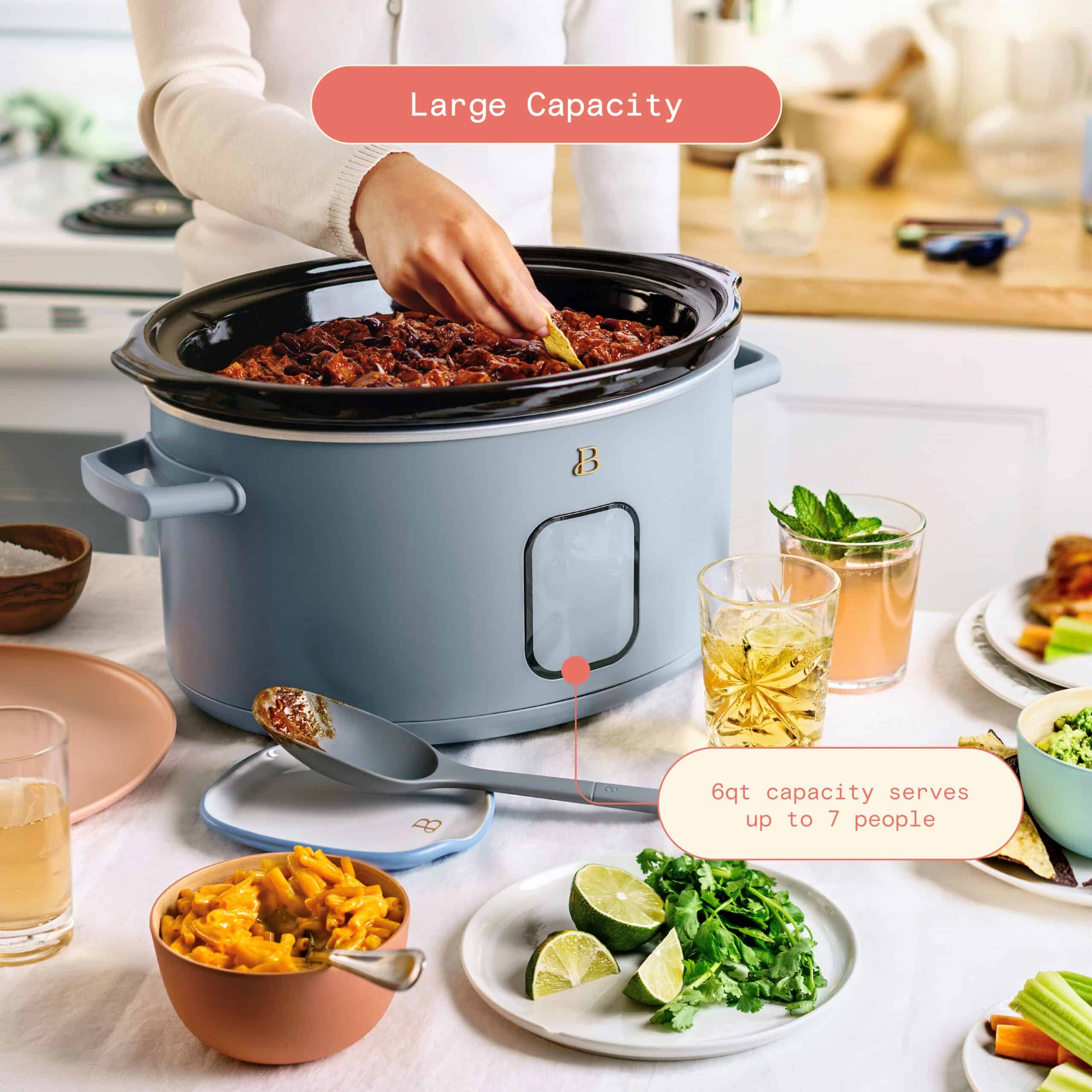 Beautiful 6 Qt Programmable Slow Cooker, Cornflower Blue by Drew Barrymore