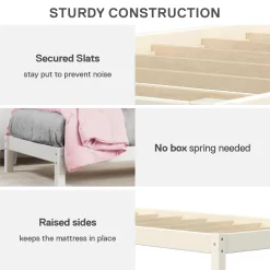 Better Homes & Gardens Leighton Kids Twin Size Bed, Wood Platform Bed Frame, Off-White