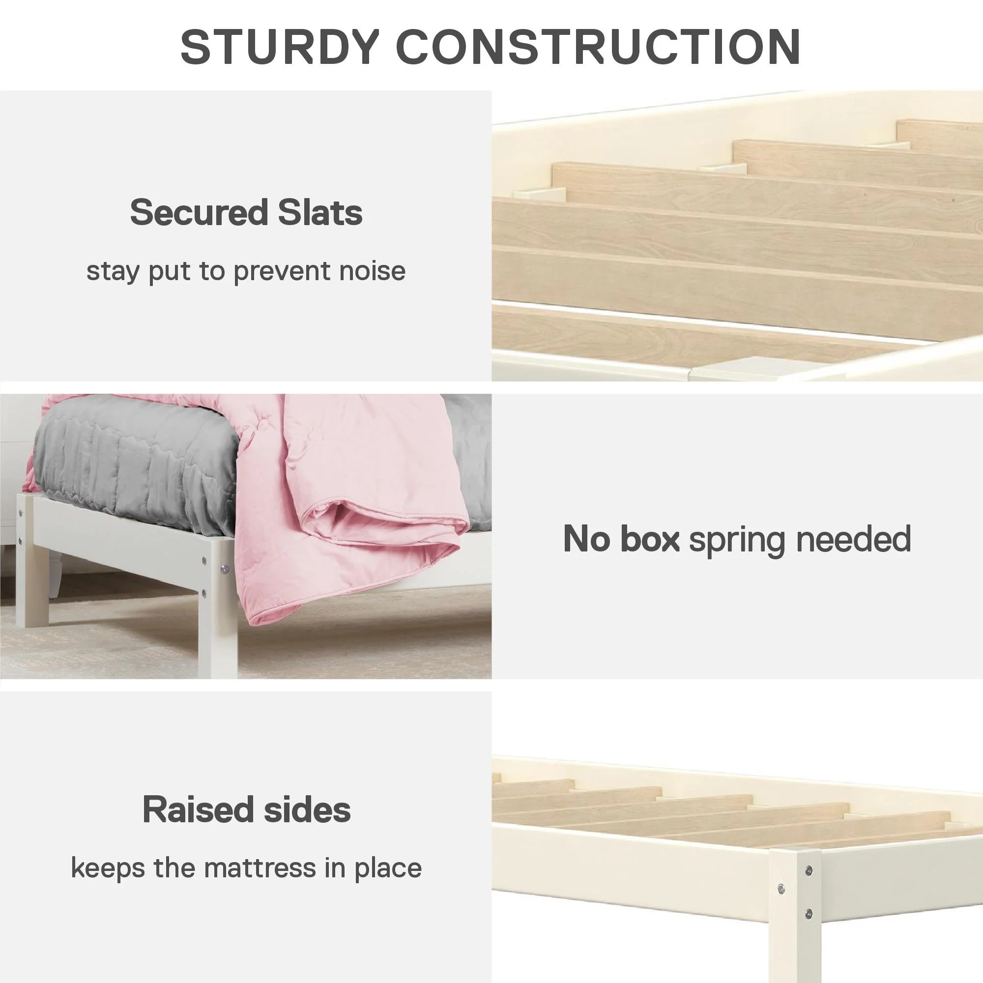 Better Homes & Gardens Leighton Kids Twin Size Bed, Wood Platform Bed Frame, Off-White
