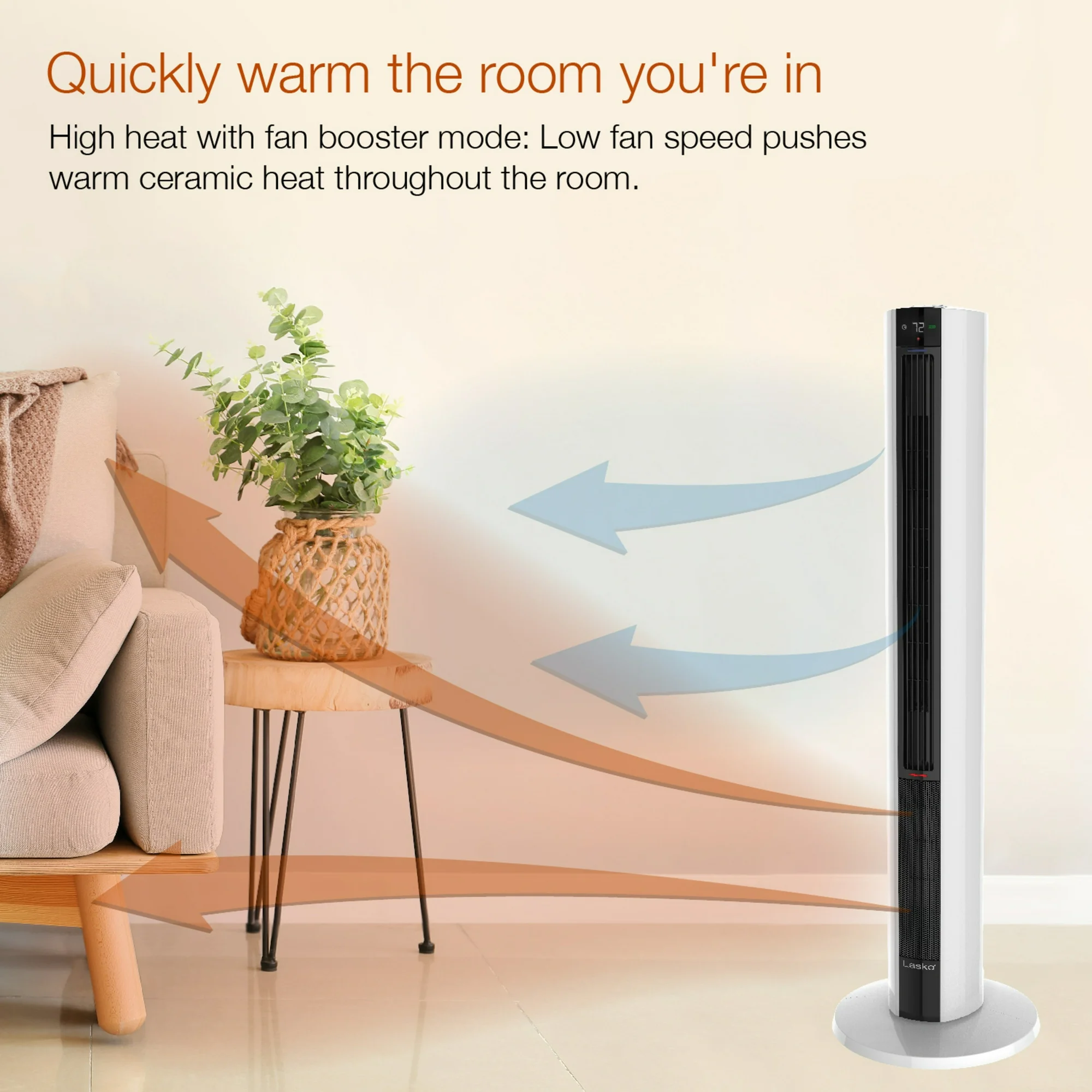 Lasko 42" 1500W All Season Tower Fan & Space Heater with Timer and Remote, White, FH500, New