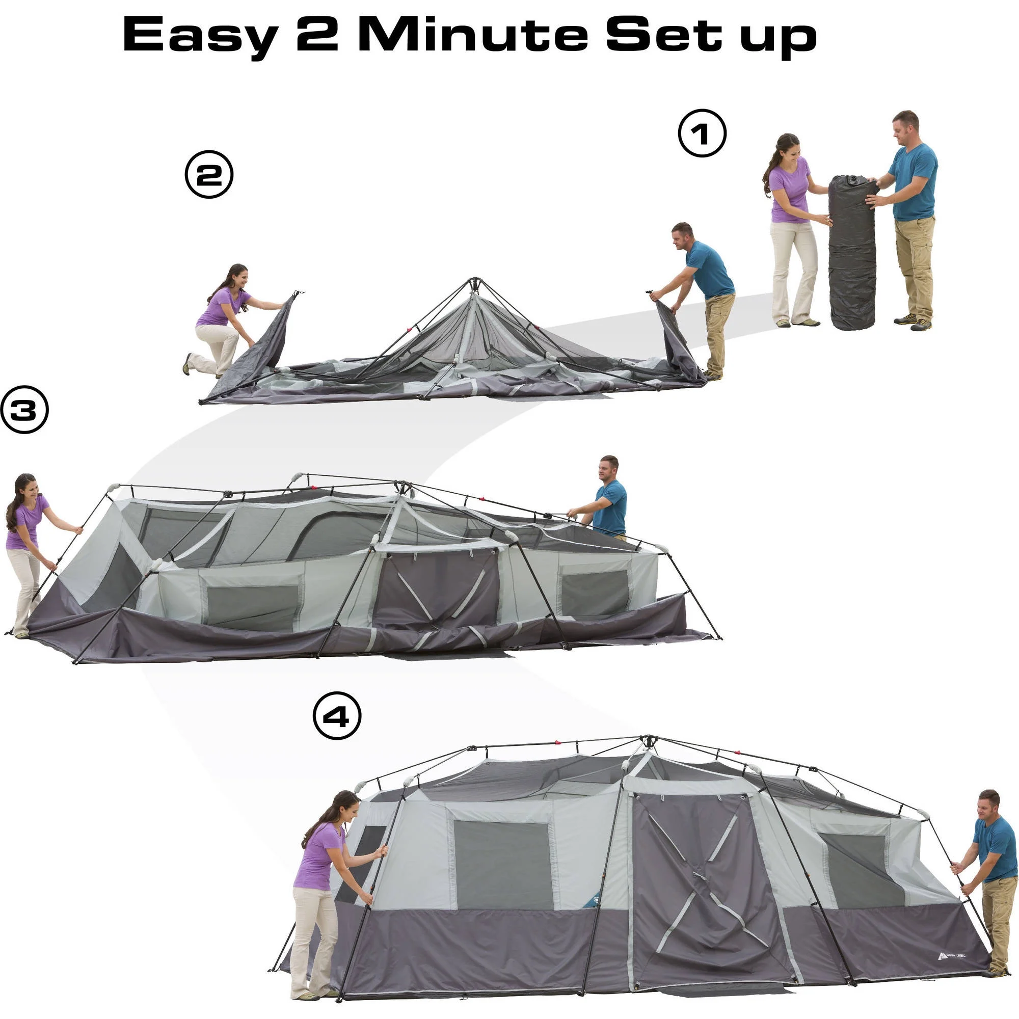 Ozark Trail 20' x 10' Instant Cabin Tent in Gray and Teal, Sleeps 12 - Image 11