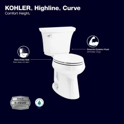 KOHLER Highline White Elongated Chair Height 2-piece Soft Close Toilet 12-in Rough-In WaterSense 1.28-GPF