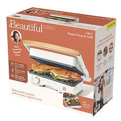 Beautiful 2-in-1 Panini Press & Grill, White Icing by Drew Barrymore